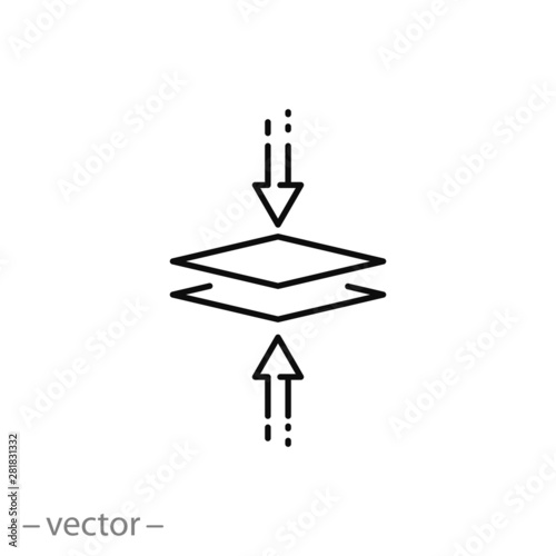 arrow meeting icon, compound, pointer connection planes, synchronize arrows line symbol on white background - editable stroke vector illustration eps 10
