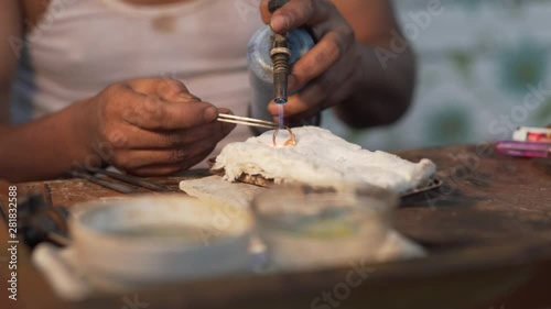 Closeup: Melting Dowm Metal In A Jewelry At Juwelery Workshop 4K photo