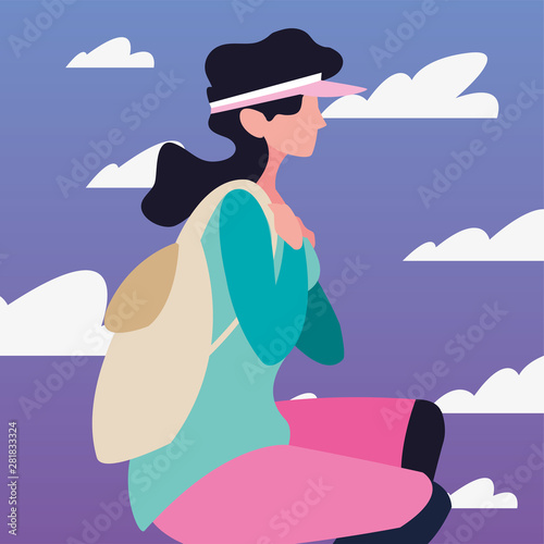 woman with backpack hiking wanderlust