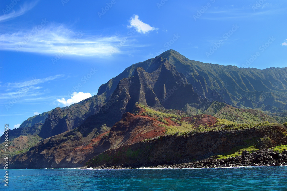 Rugged Ridges of Pali Mountains Kauai Hawaii WFT