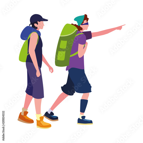 men with backpack hiking wanderlust