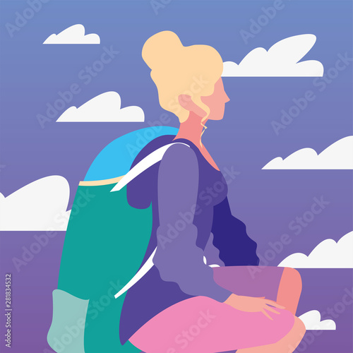 woman with backpack hiking wanderlust