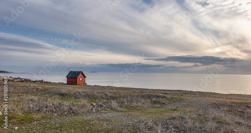 fihers cottages on the Baltic sea shore of Gotland Islan, Sweden photo