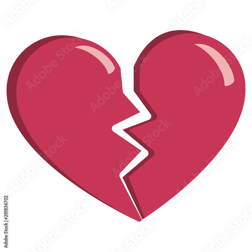 Vector cute kawaii broken heart colorful isolated