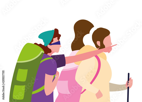 couple with backpack hiking wanderlust