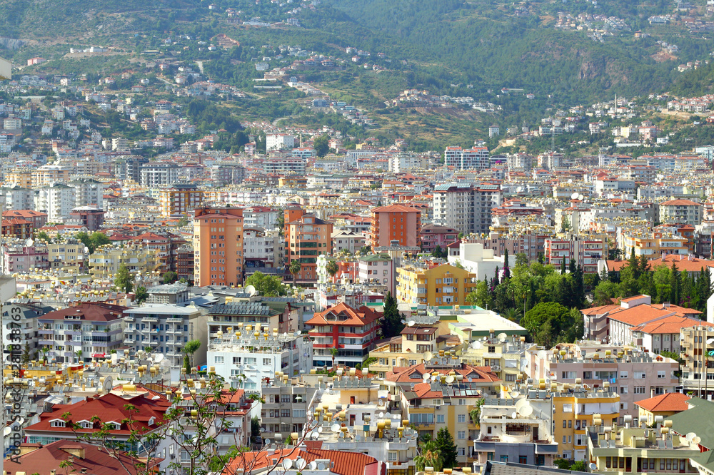 Top view of the city of Alanya (Turkey) on a summer sunny day.