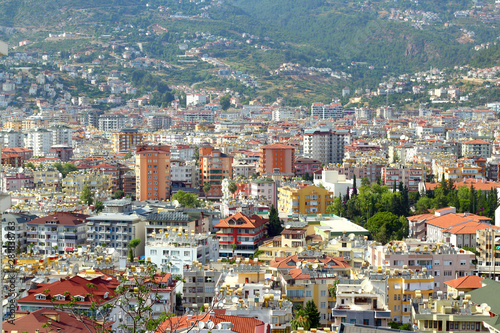 Fototapeta Naklejka Na Ścianę i Meble -  Top view of the city of Alanya (Turkey) on a summer sunny day.