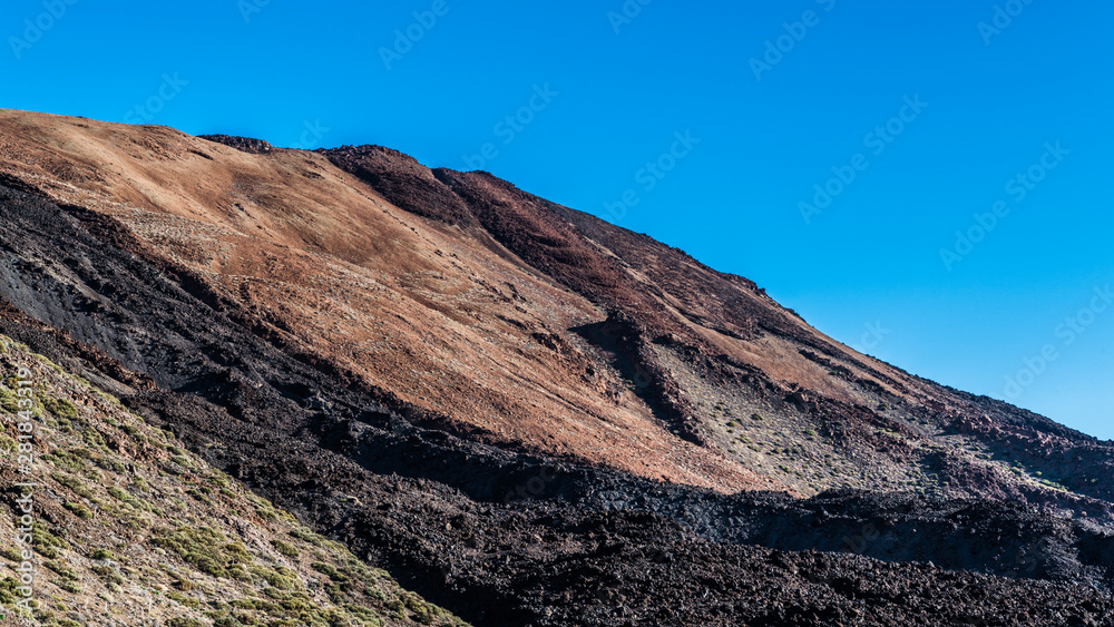 Colorful lava slopes of the volcano