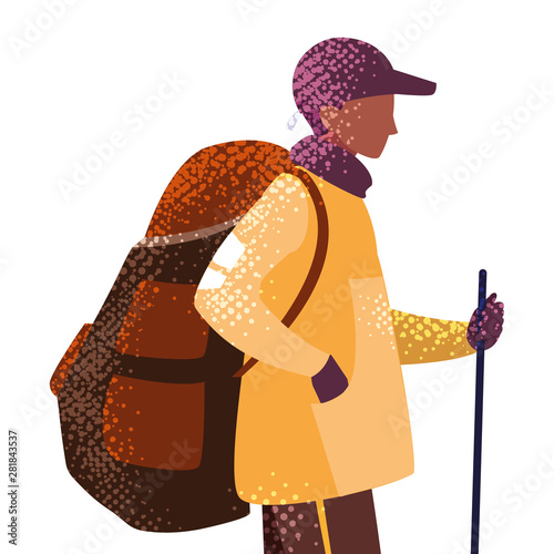 man with backpack hiking wanderlust