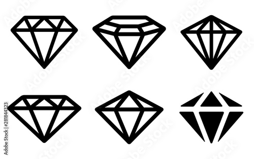 Diamond icons collection. Vector illustration