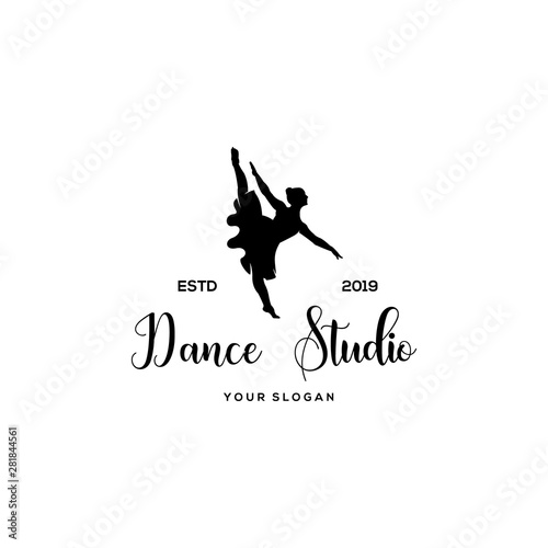 girl dance studio silhouette logo 