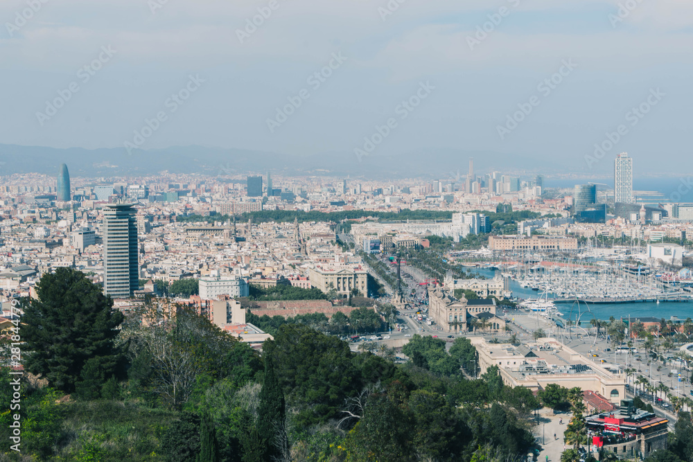 Panoramic view of Barcelona from Monjuic mountain