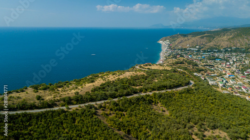 Crimea trip: view from above of curvy mountain road