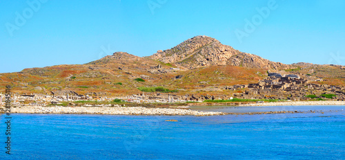 Fototapeta Naklejka Na Ścianę i Meble -  panoramic view from the sea of Delos, Cyclades island in the heart of the Aegean Sea