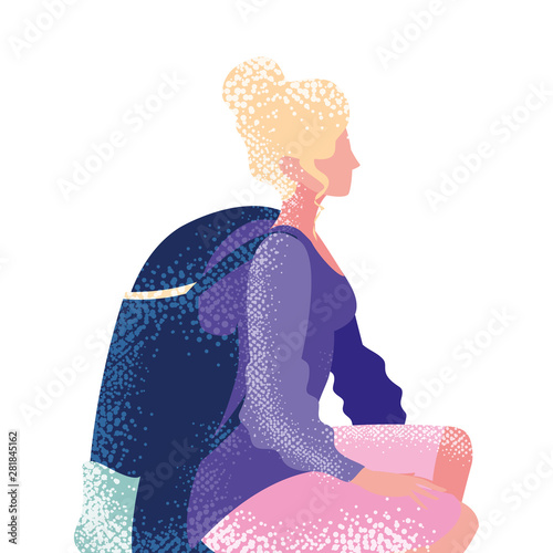 woman with backpack hiking wanderlust