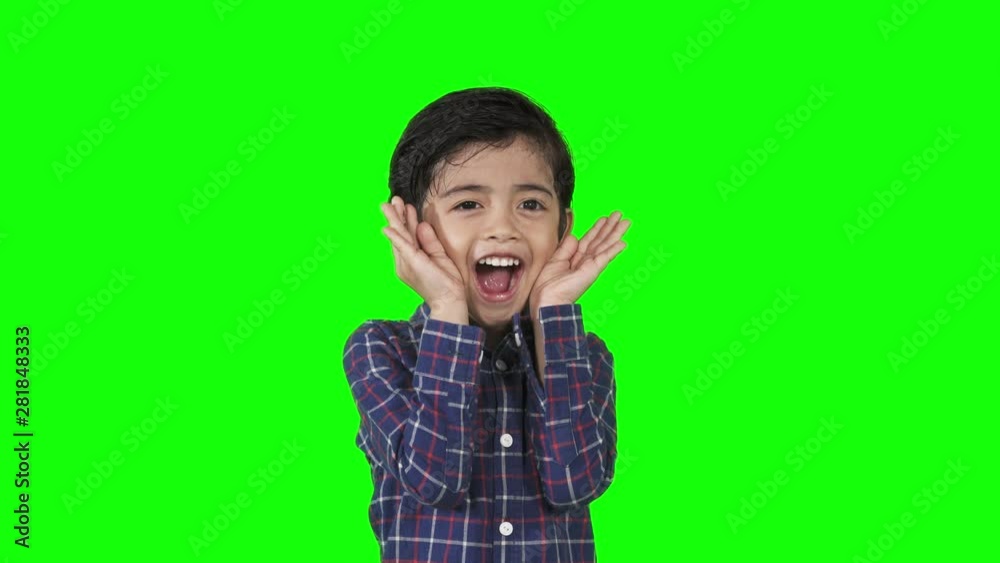Cute little boy closing his face and playing peekaboo or hide and seek with fun in the studio. Shot in 4k resolution with green screen background Cute little boy closing his face and playing peekaboo or hide and seek with fun in the studio. Shot in 4k resolution with green screen background