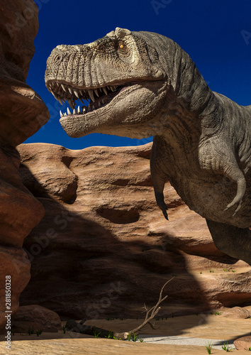 Fototapeta Naklejka Na Ścianę i Meble -  t rex the strongest dinosaur portrait in the stones
