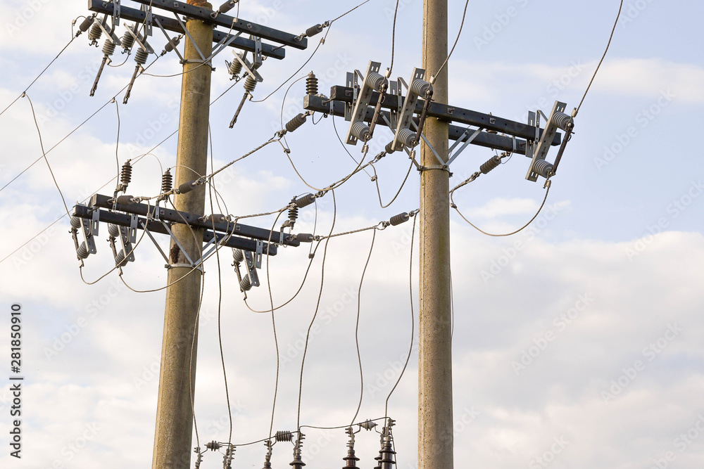 Rural electrification network with pole and electrical insulators 01.jpg Rural electrification network with pole and electrical insulators 01.jpg