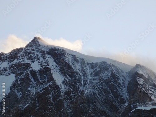 The view of Monte Rosa and the "Anzasca valley" during the sunset near the town of Macugnaga, Italy - July 2019.