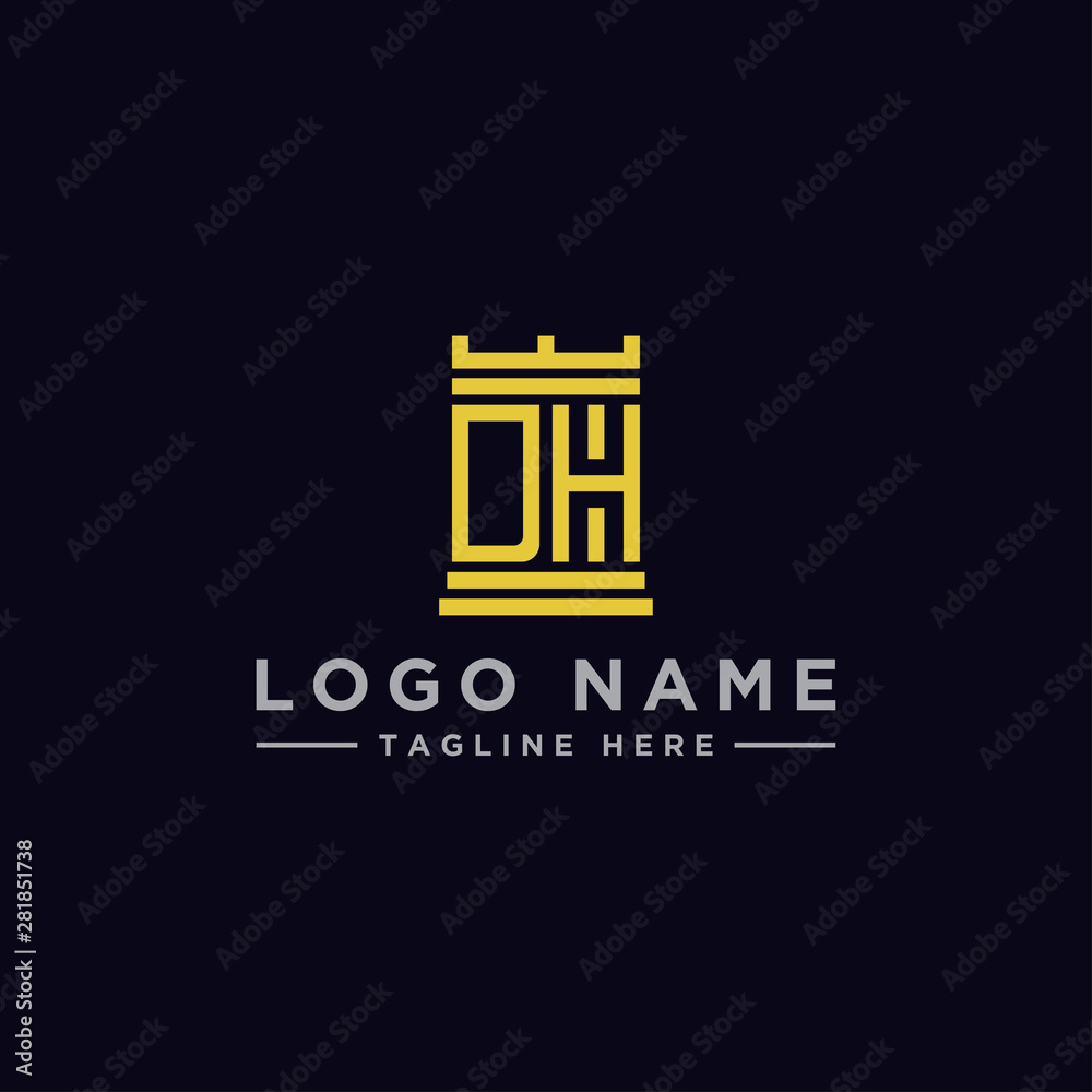 logo design inspiration for companies from the initial letters of the DH logo icon. -Vector