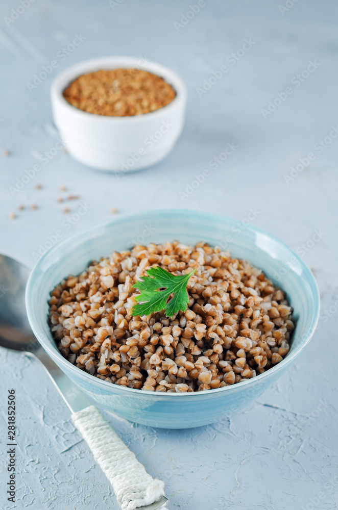 Buckwheat porridge with fresh parsley leaves Buckwheat porridge with fresh parsley leaves