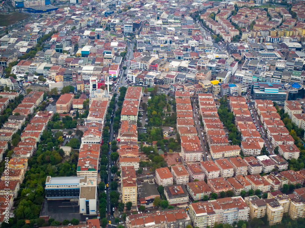 Aerial part of istanbul city view huge population living