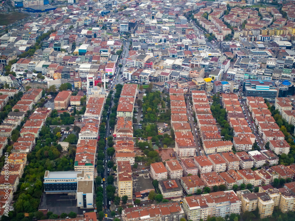 Obraz premium Aerial part of istanbul city view huge population living