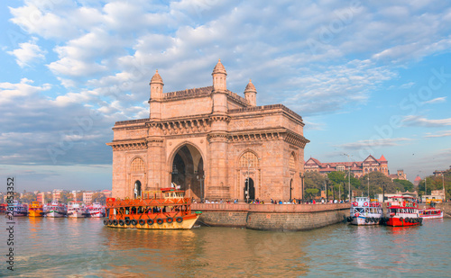 The Gateway of India and boats as seen from the Harbour - Mumbai, India photo