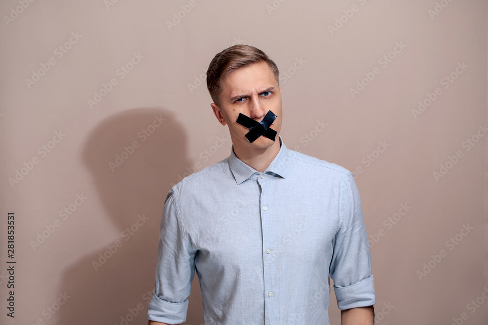 European guy with mouth stuck European guy with mouth stuck