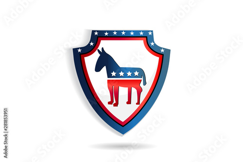 Shield with Donkey USA vote symbol 