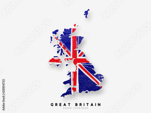 Canvas Print Great Britain detailed map with flag of country