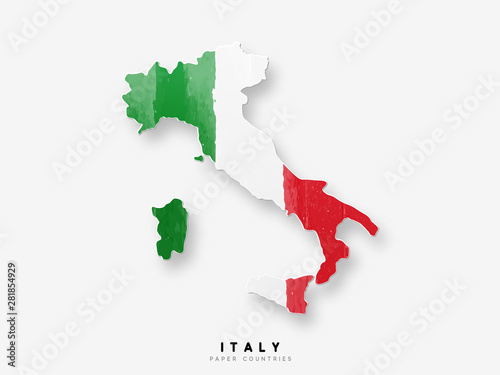 Canvas Print Italy detailed map with flag of country