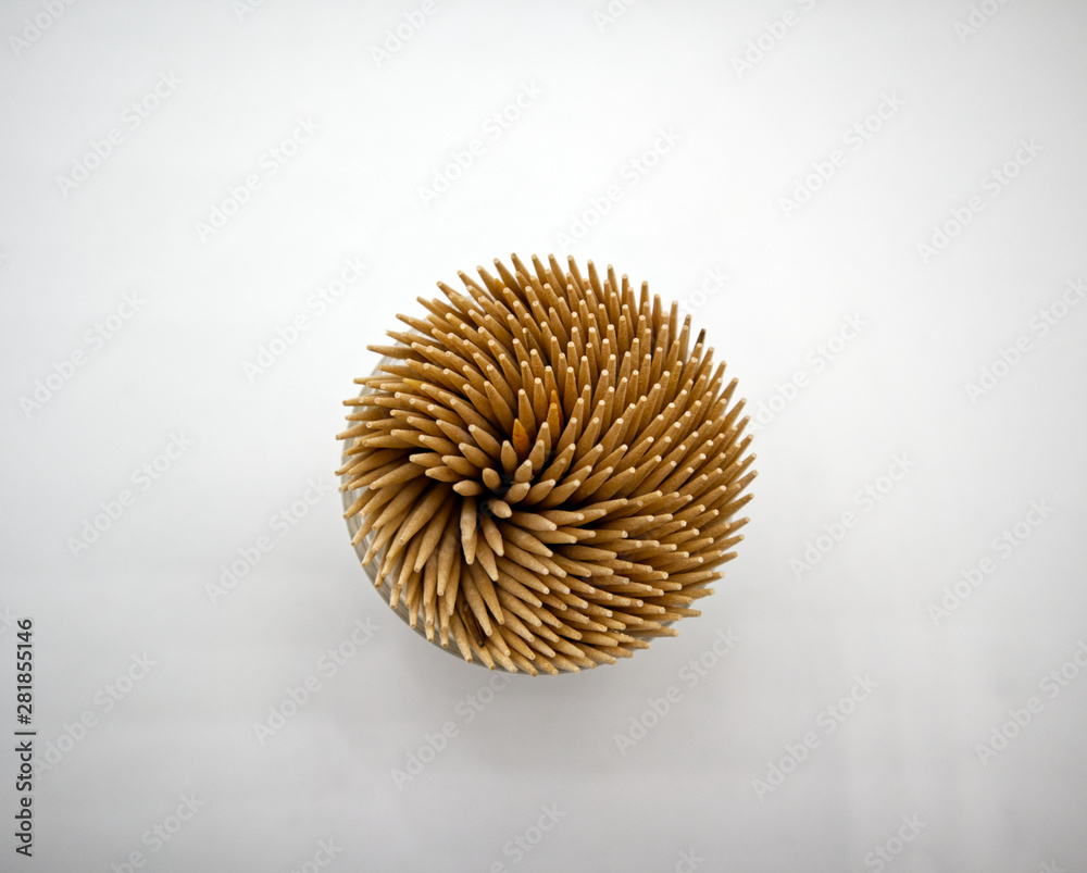 Toothpicks in a box isolated on white background Toothpicks in a box isolated on white background