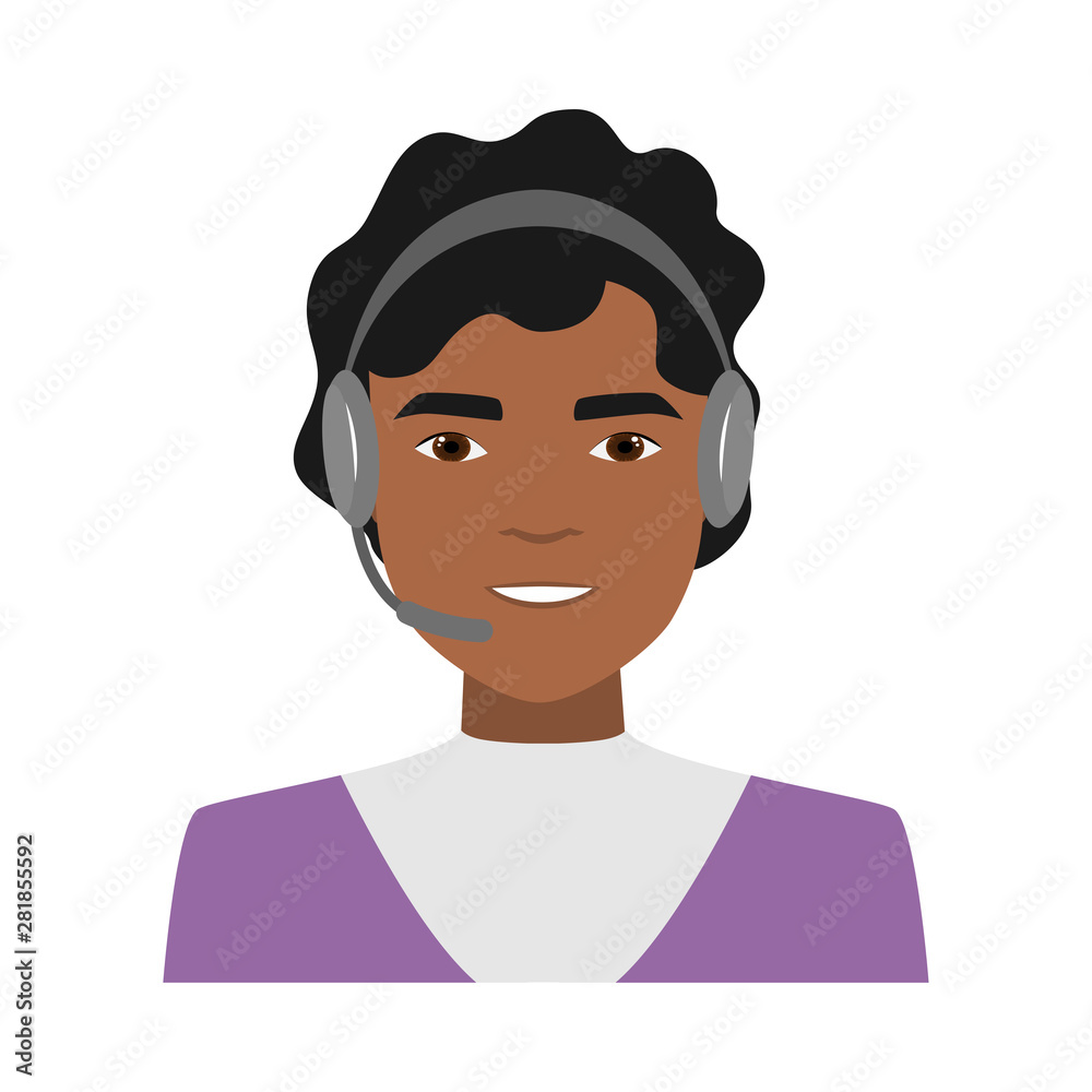 Cute afro american call center woman operator