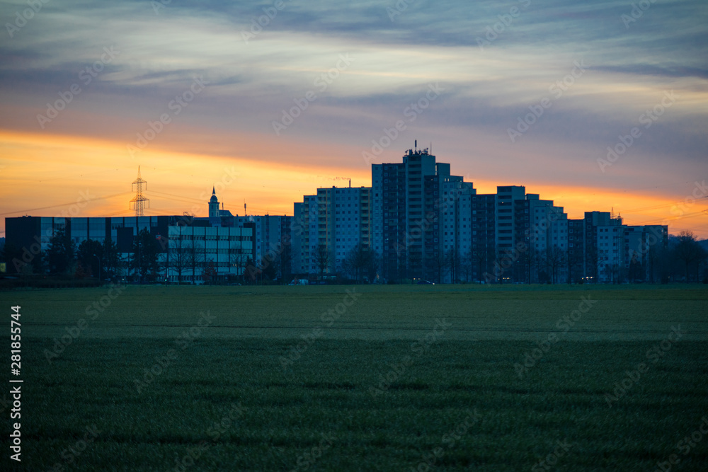 Block of flats in the early morning light. Block of flats in the early morning light.