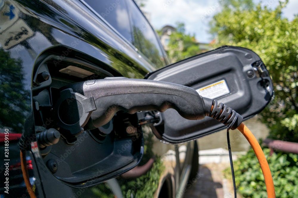 electric car battery being charged electric car battery being charged