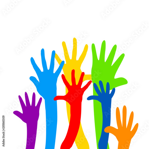 Friendship. Hands are multicolored. Friendship Day. Vector illustration