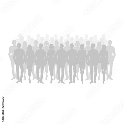 Business men and women silhouette. team business people group hold document folders  on white background. vector illustration