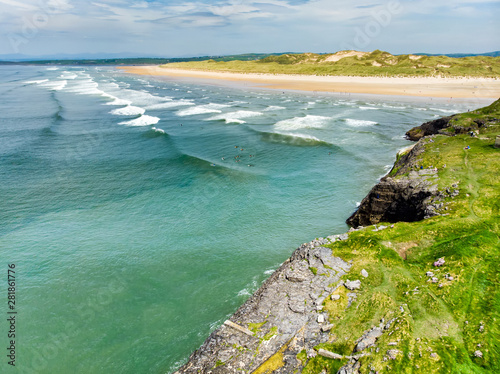 Spectacular Tullan Strand, one of Donegal's renowned surf beaches, framed by a scenic back drop provided by the Sligo-Leitrim Mountains. photo