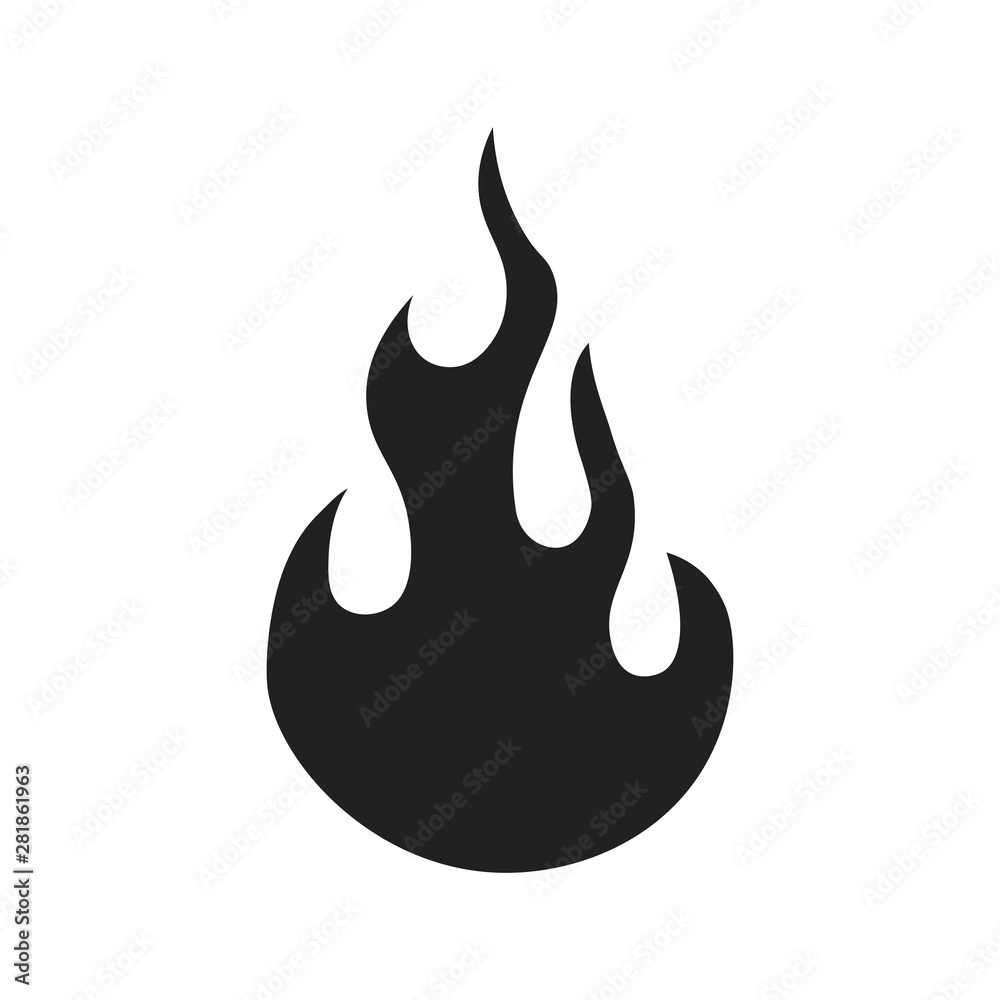 Vector high quality flat style icon illustration of the fire flame symbol isolated on white background Vector high quality flat style icon illustration of the fire flame symbol isolated on white background