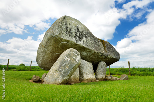 The Brownshill Dolmen, officially known as Kernanstown Cromlech, a magnificent megalithic granite capstone, located in County Carlow, Ireland.