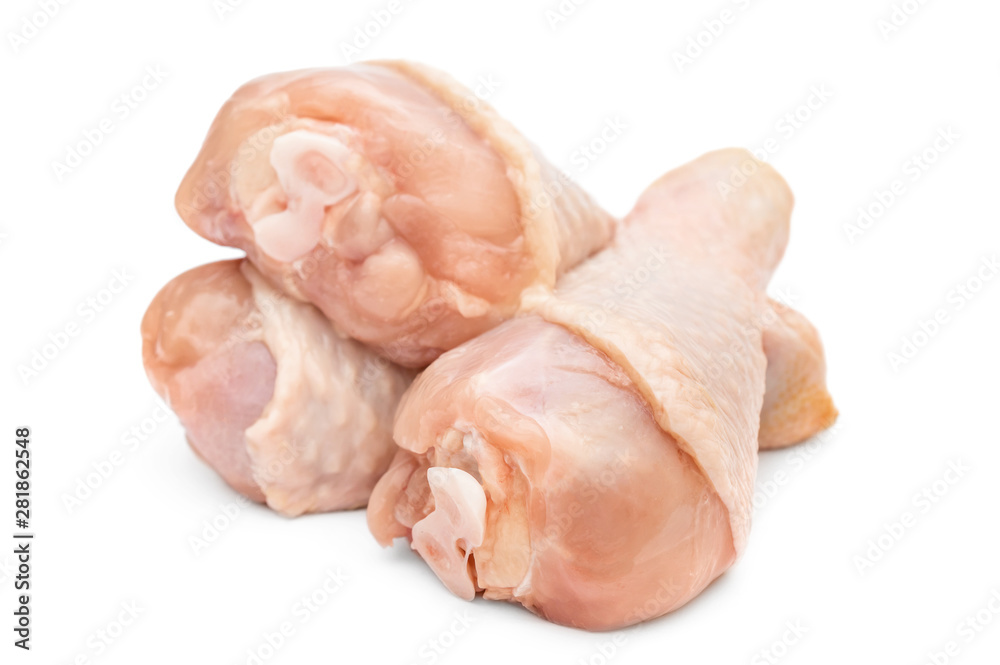 Chicken legs on white background.