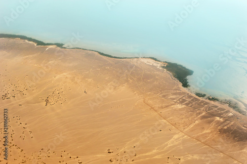 Aerial view of seashore of egypt.