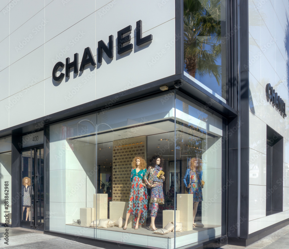 Chanel Retail Store Exterior on Rodeo Drive in Beverly Hills Stock Photo