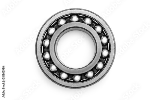 Metal bearing on white background. Close up.