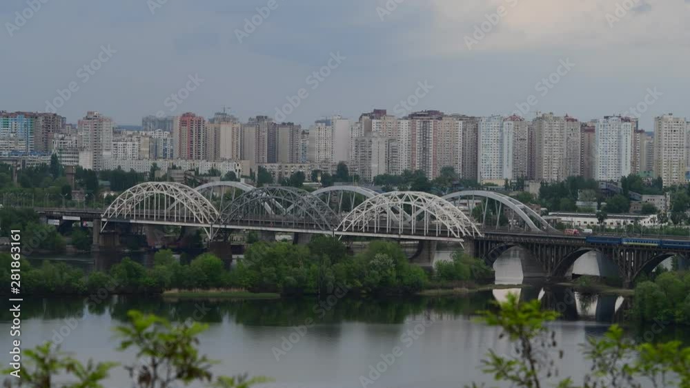 Kiev Ukaine Dnipro river left coast panorama spring landscape 4k video Kiev Ukaine Dnipro river left coast panorama spring landscape 4k video