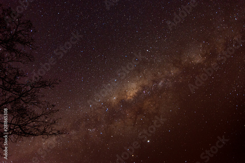 milky way in yellow with visible galactic center.