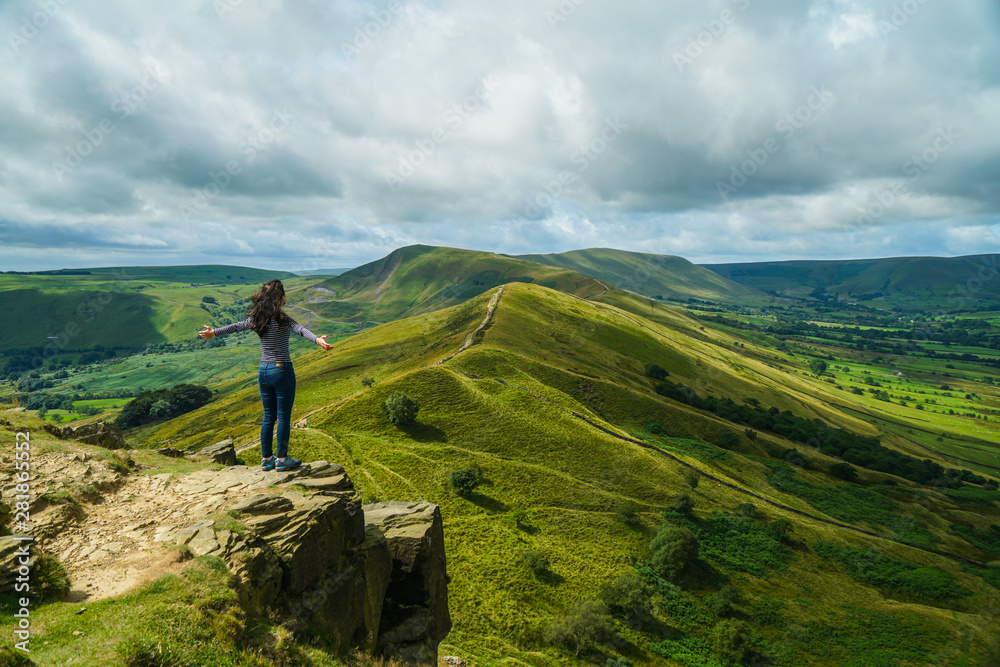 A girl at the peak, Peak District in england