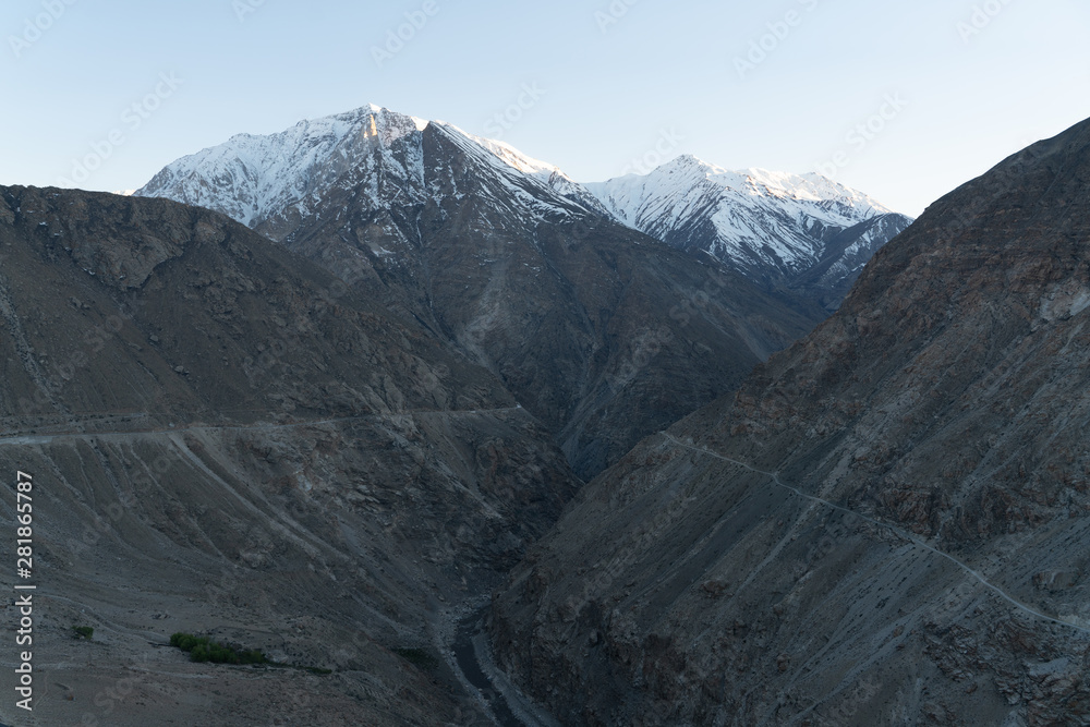 The mountain view on the road in spiti valley