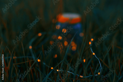 lantern in grass/summer holidays background